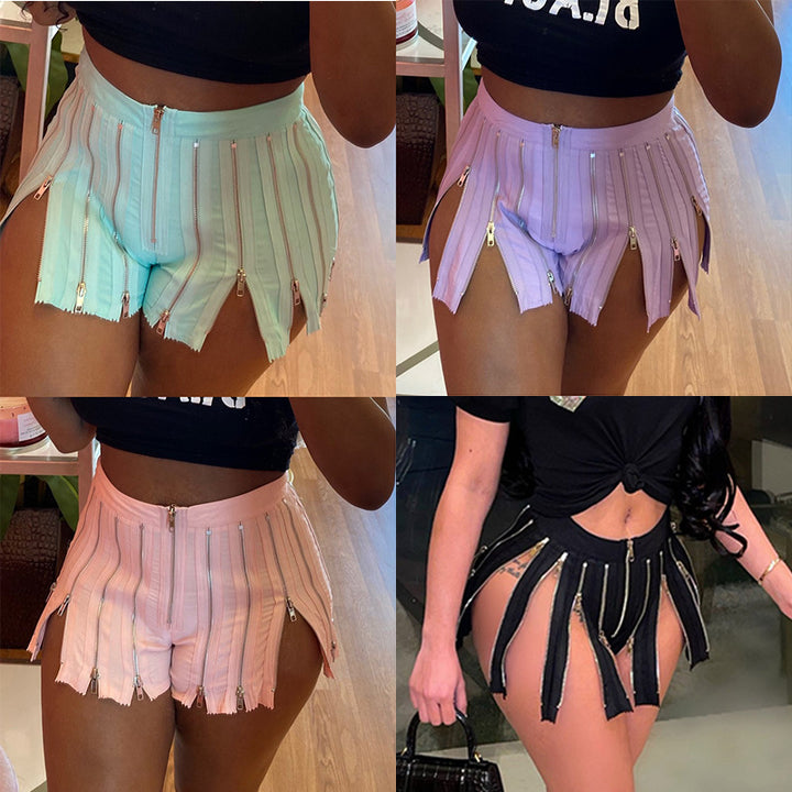 Dame Stilfulde Hotpants med innovativ lynlås-design Stilla