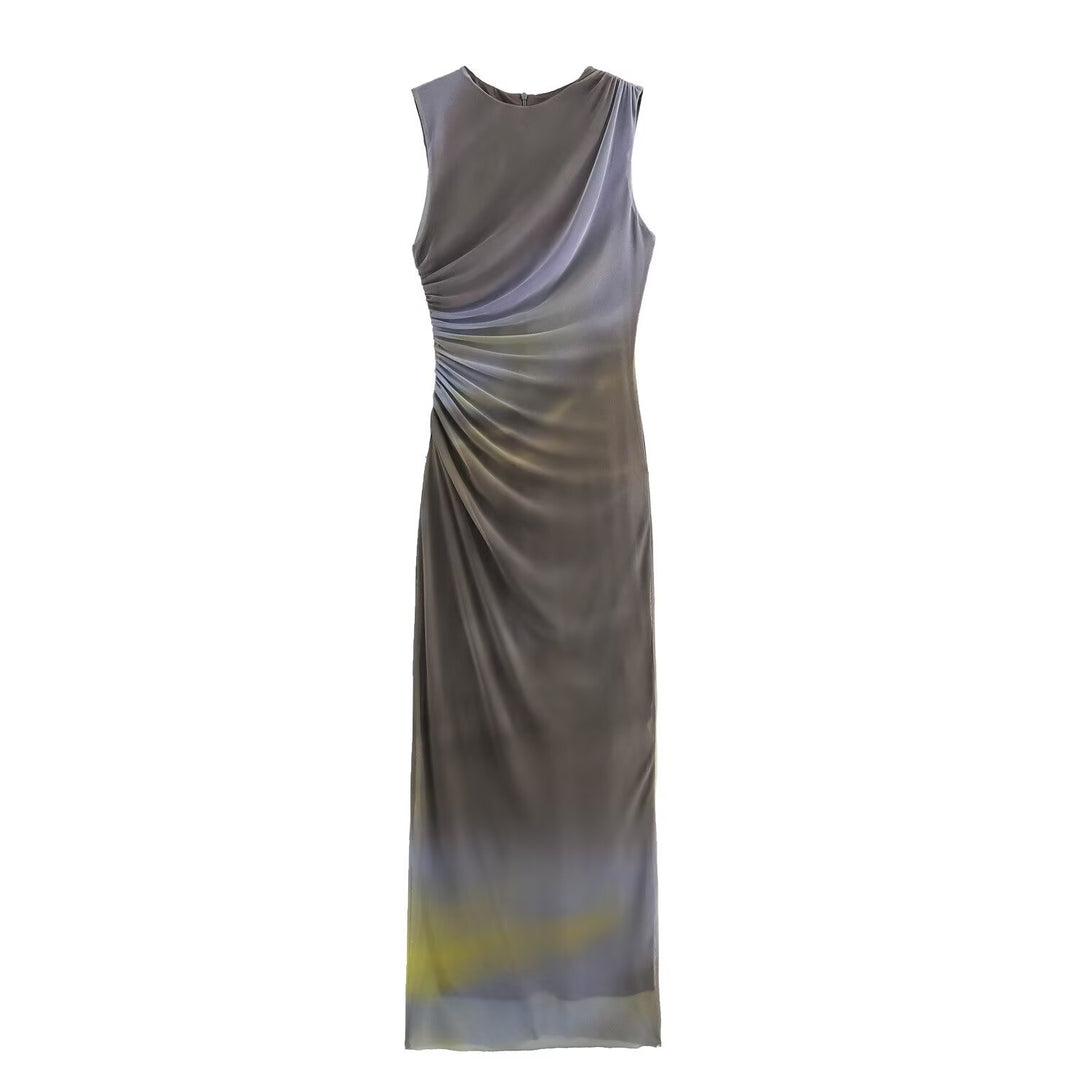 Dame elegant maxikjole med raffinerede draperinger Skovae