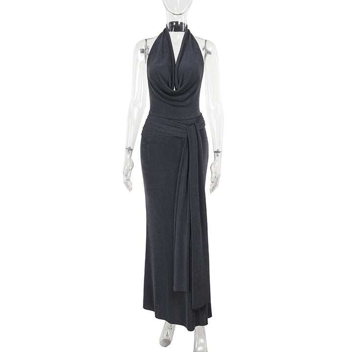Dame elegant wrap kjole med dyb V-hals og flydende snit Skovae