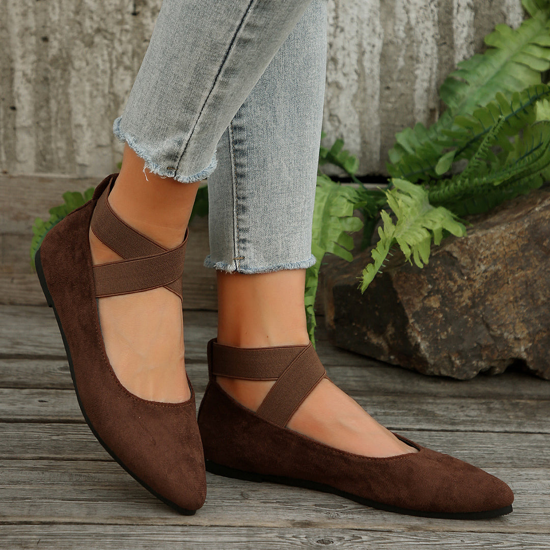 Dame elegante Ballerinas med elastiske krydsremme og komfortabel fodseng design Stilla
