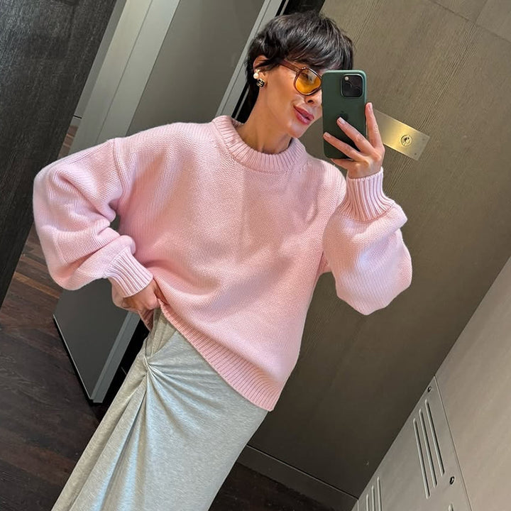 Damer Casual Oversized Pullover med Rundhals og afslappet pasform Stilla