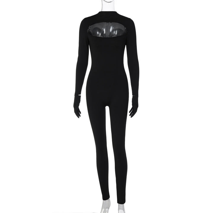Dame kropsnær jumpsuit med gennemsigtigt detalje og lang arm Stilla