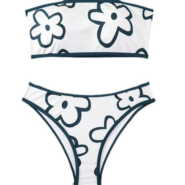 Dame Floral Print Bandeau Bikinisæt Stilla 1750839660
