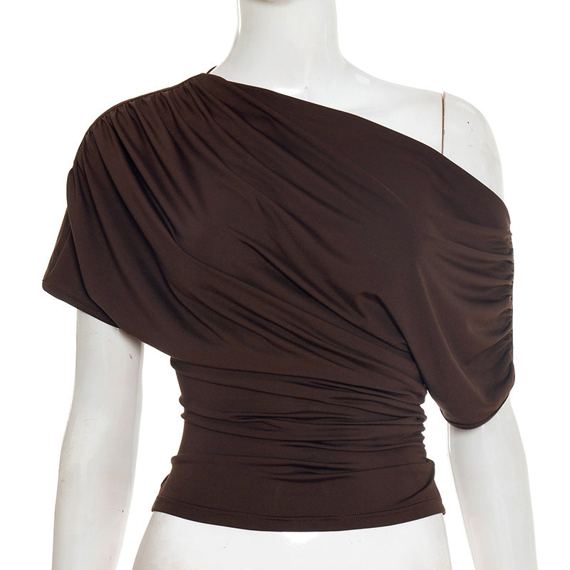 Damer asymmetrisk kryds top med raffinerede draperinger Skovae