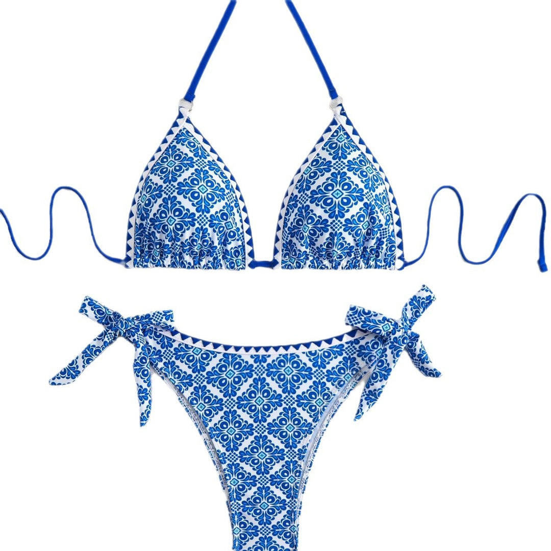 Dame Triangel-Bikini med legende snorebånd og elegant blomsterprint Stilla