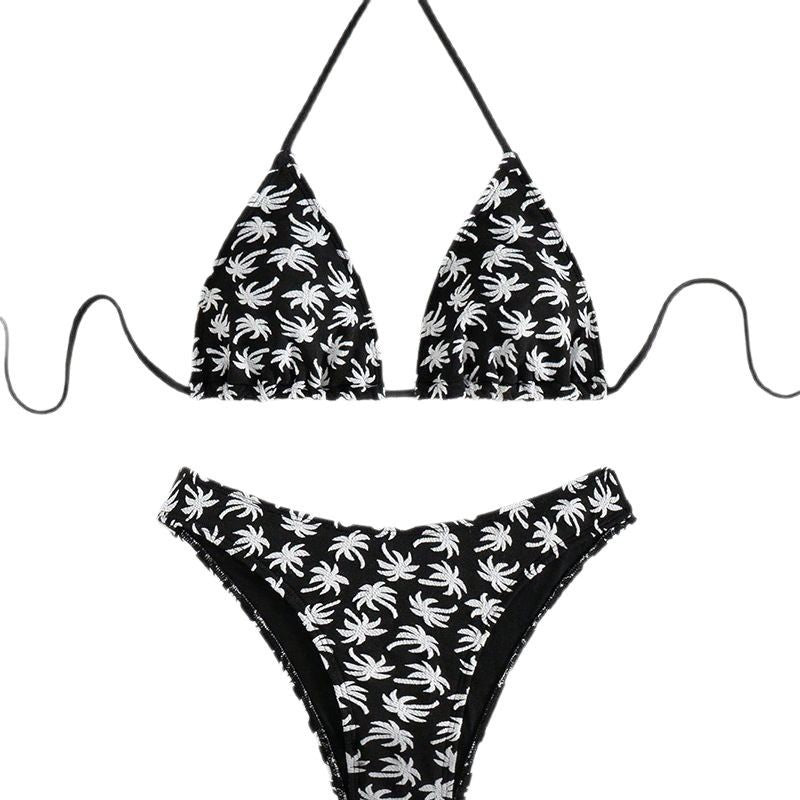 Dame triangel Bikini med plante mønster Stilla
