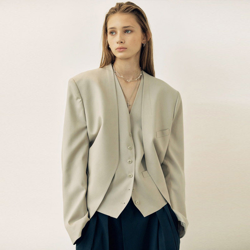 Dame Elegant Oversized Blazer-Sæt med stilfuld snit og moderne detaljer Stilla