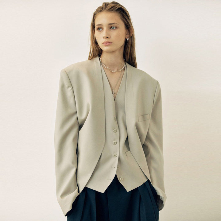 Dame Elegant Oversized Blazer-Sæt med stilfuld snit og moderne detaljer Stilla