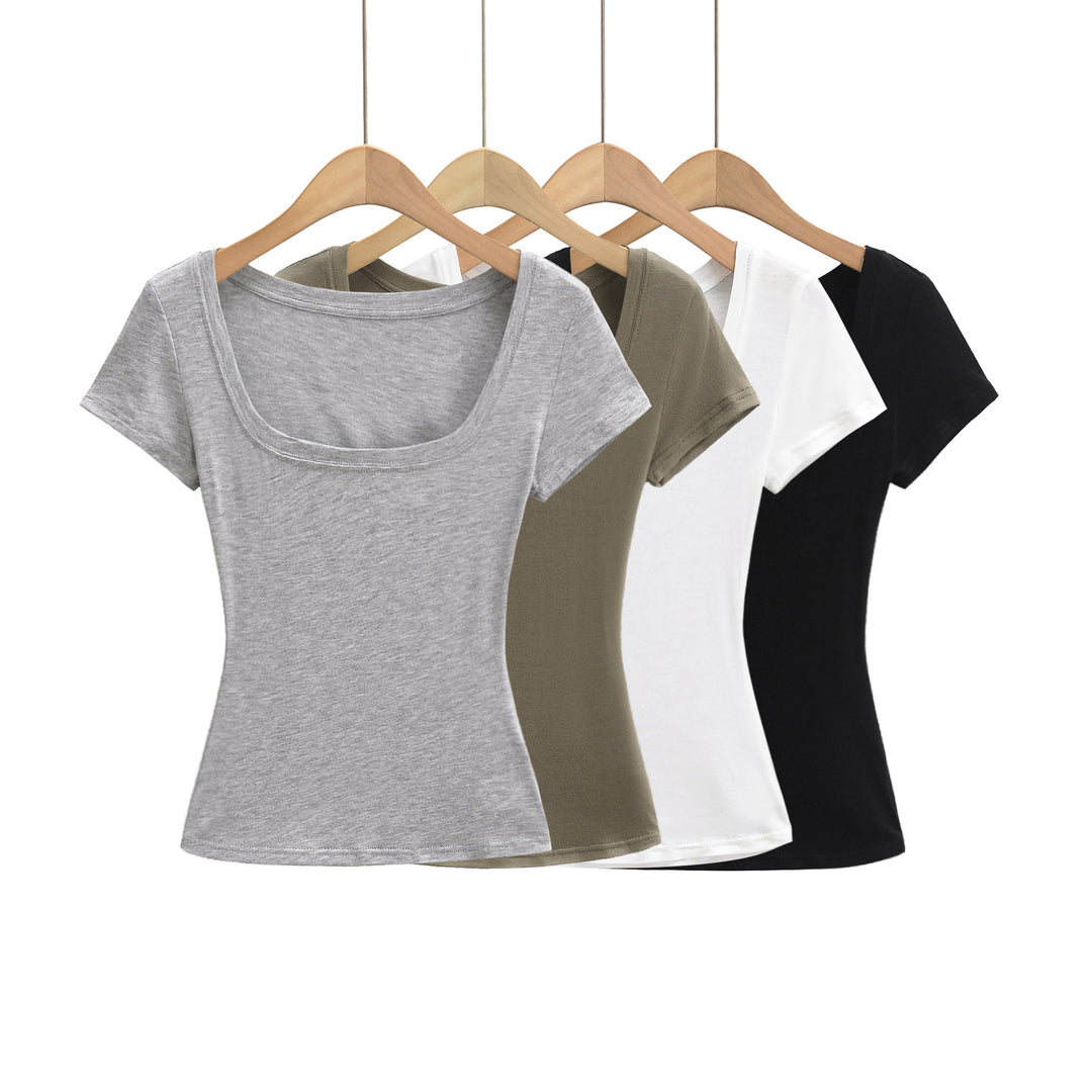 Dame Rundhalset T-shirt i blødt, elastisk materiale med figursyet snit Stilla