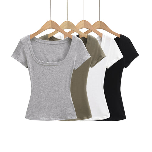 Dame Rundhalset T-shirt i blødt, elastisk materiale med figursyet snit Stilla