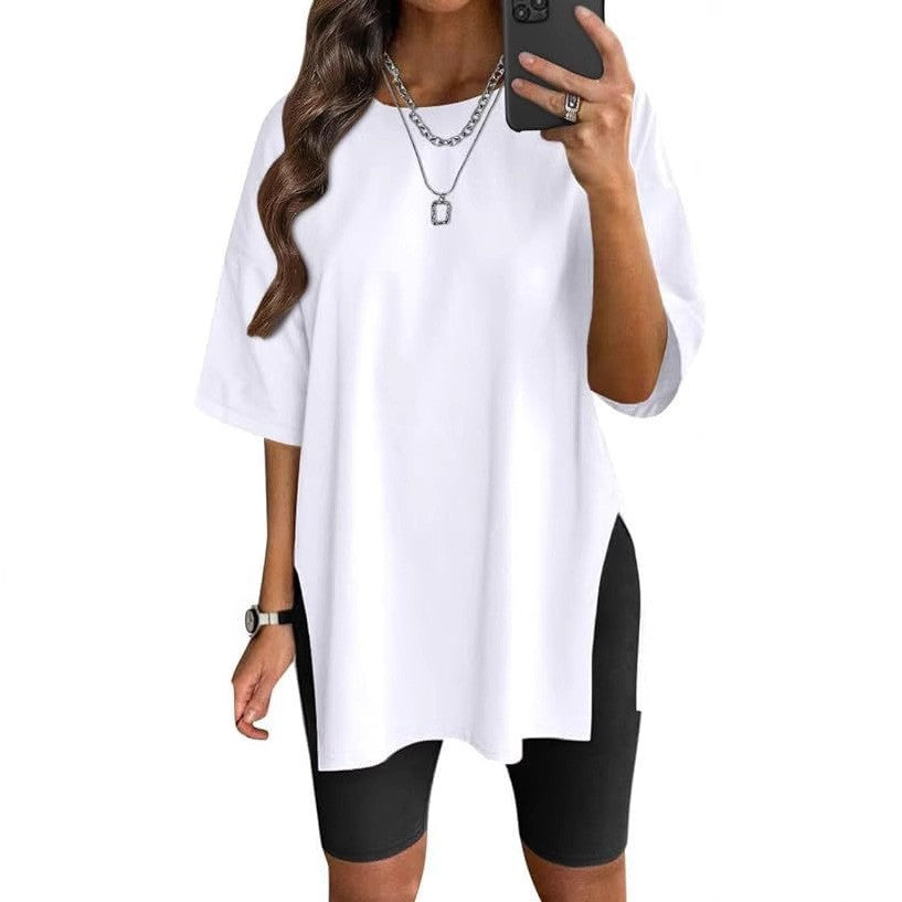 Dame Oversized T-shirt med sideslids Stilla