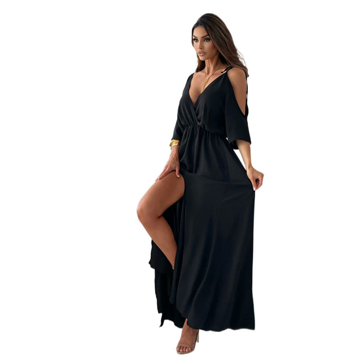 Femme Elegante Maxi-Kjole med højt slids og justerbar talje Stilla