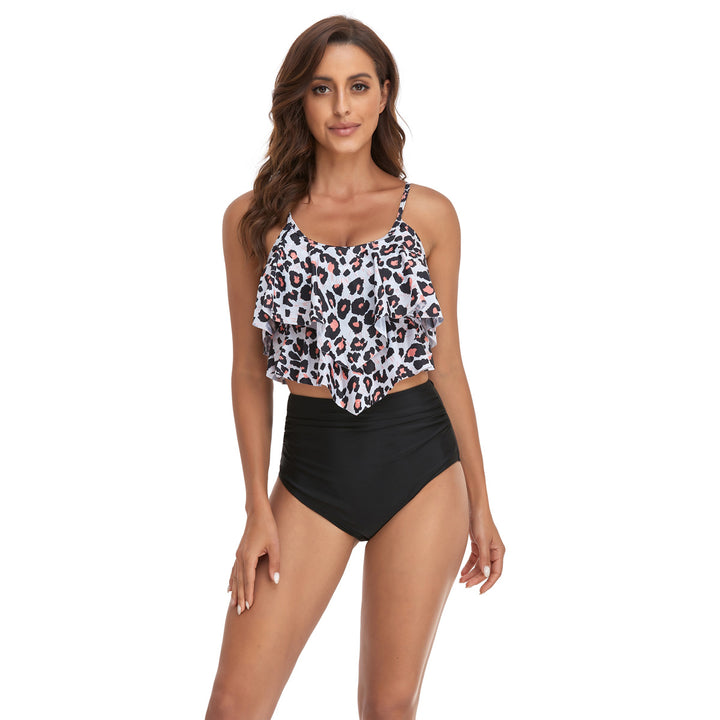 Dame Tankini med voluminøst ruffles top og højtaljede shorts Stilla