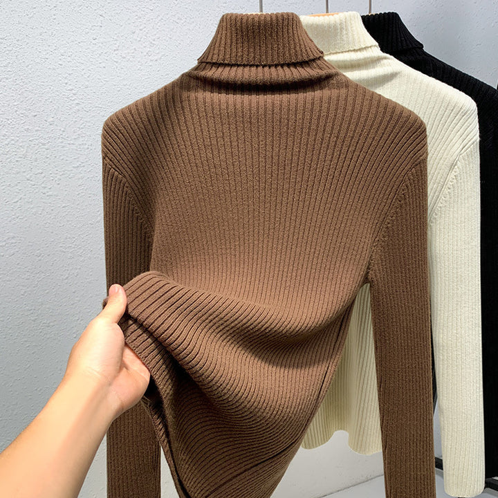Dame rullekrave sweater i fin ribstrik Stilla
