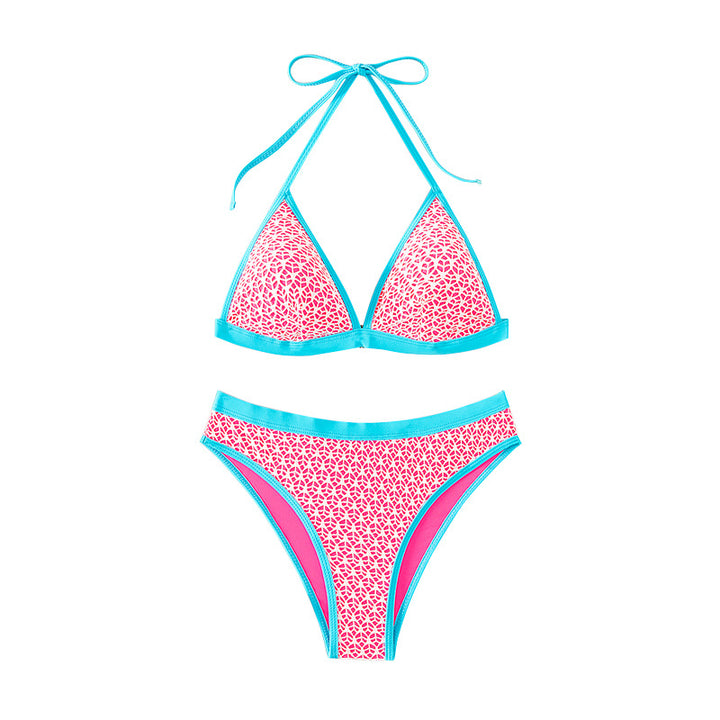 Dame Triangel-Bikini med moderne geometriske mønstre Skovae