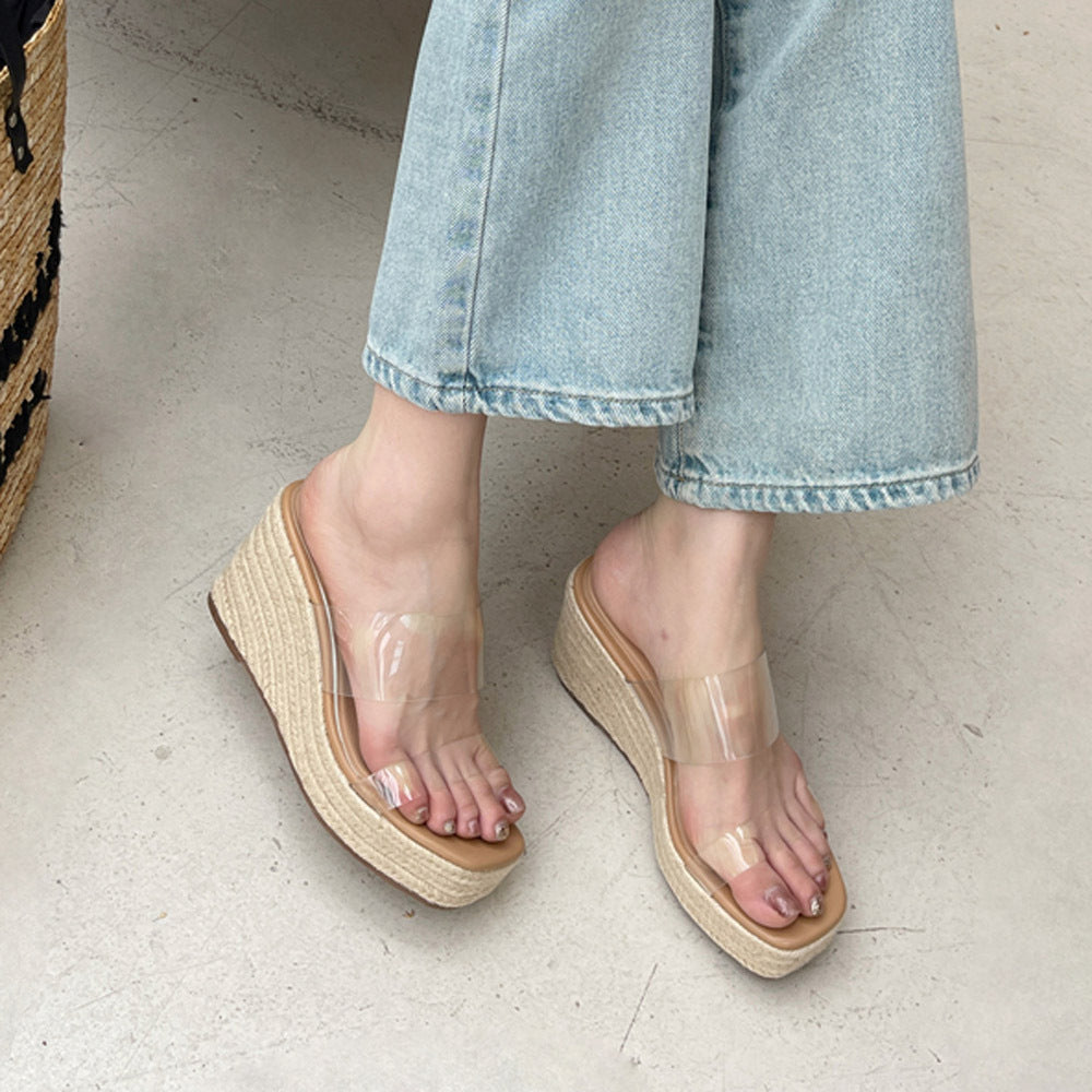 Dame transparente Plateau-sandaler med høj blokhæl og elegant design Stilla