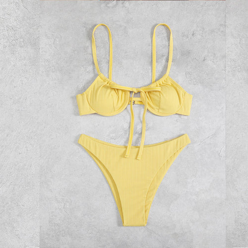 Dame Bikini-sæt med justerbare stropper og raffineret knude Skovae