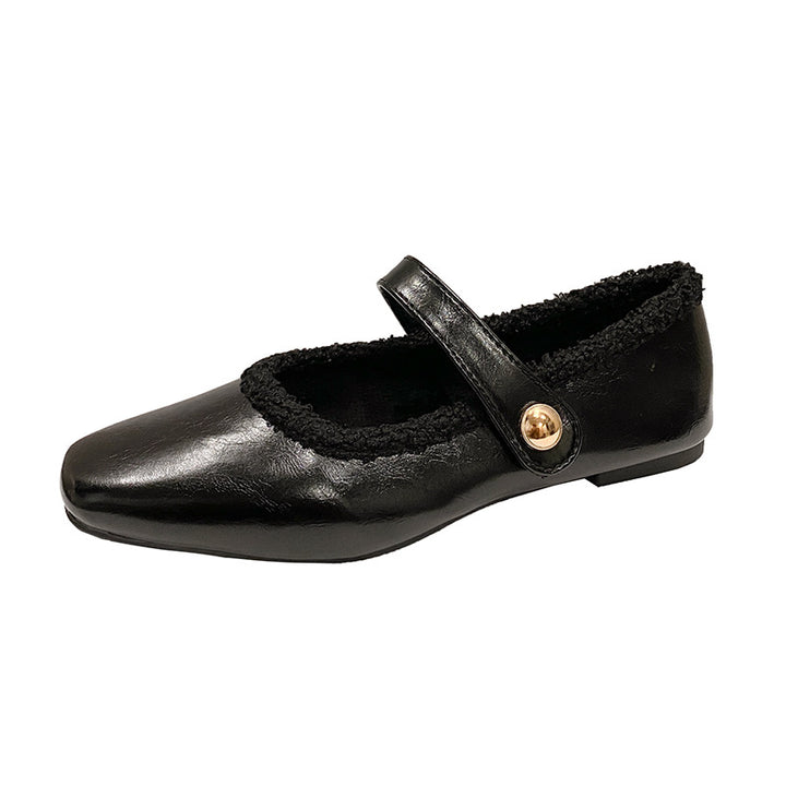 Dame klassiske Mary Jane Ballerinaer med hyggelig fleece-for Stilla