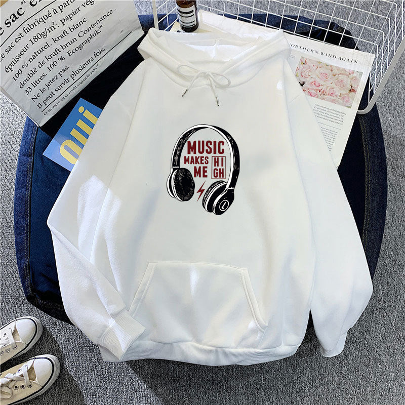 Kvinders hoodie med kreativ musikdesign Skovae