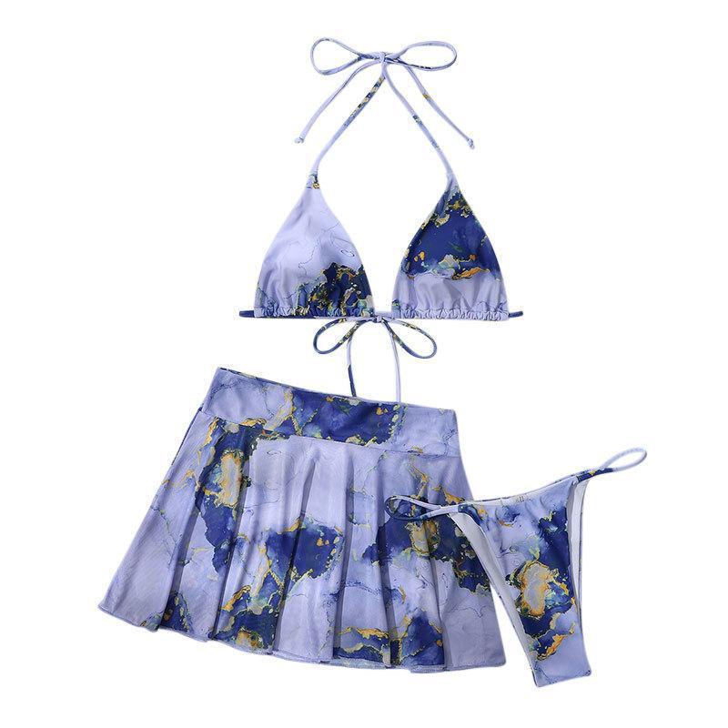 Dame Bikini-sæt med elegant indpakning og blomstret design Skovae
