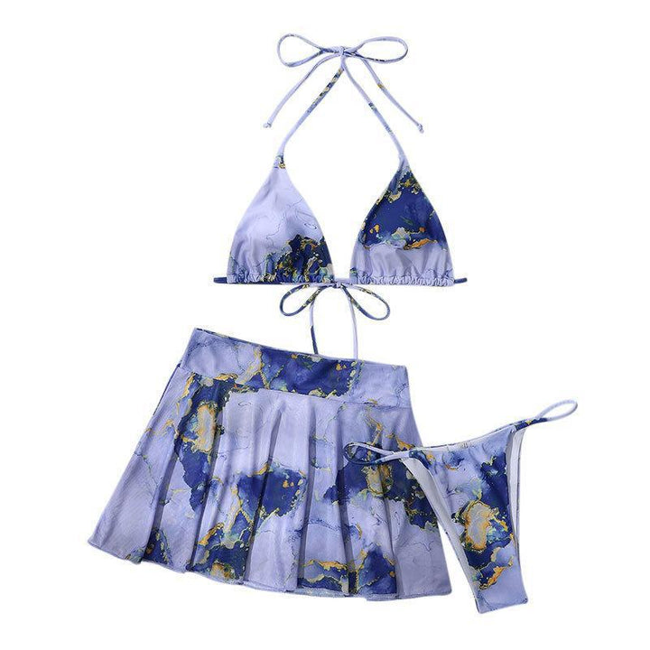 Dame Bikini-sæt med elegant indpakning og blomstret design Skovae