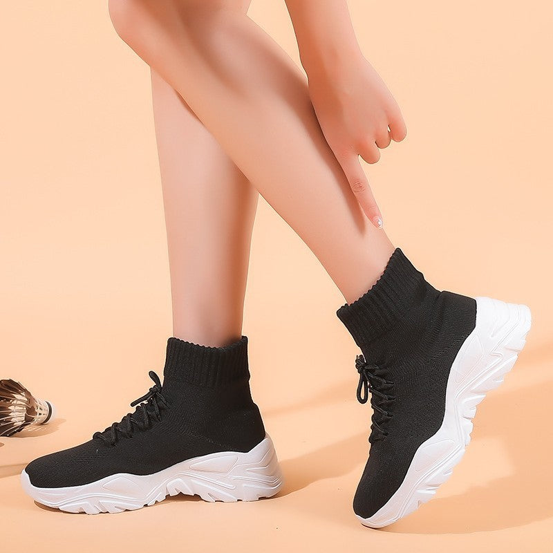 Dame Høj Strik-Sneakers med fleksibel Ankelafslutning Stilla