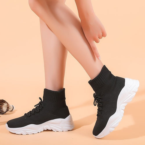 Dame Høj Strik-Sneakers med fleksibel Ankelafslutning Stilla