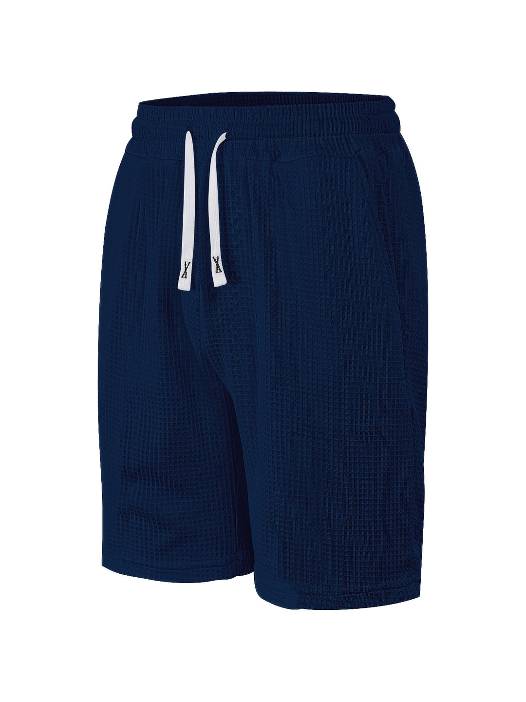 Herrer nan åndbare vaffel-pyjama-shorts med elastisk komfortbånd, snøring og sidelommer Skovae