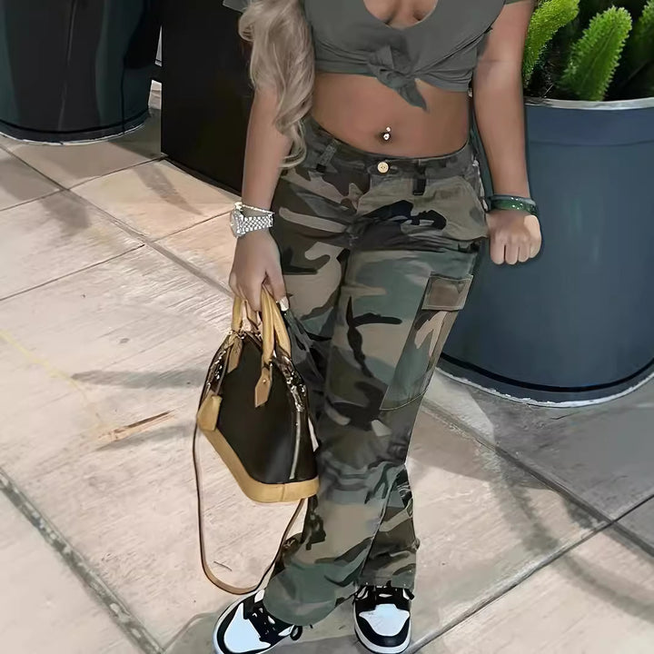 Dame Camouflage Utility Cargo-Bukser Stilla