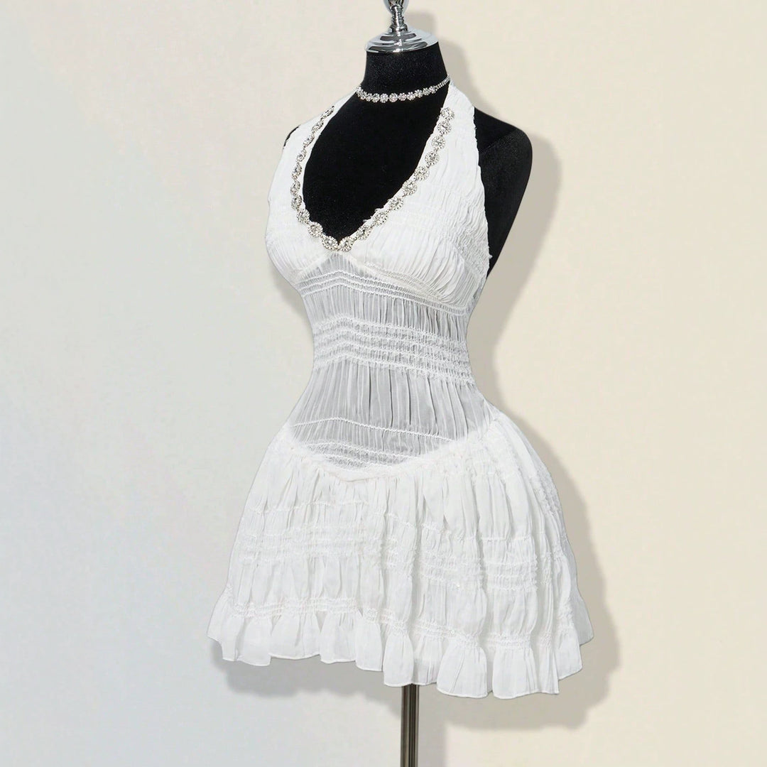 Dame sommerkjole i romantisk vintage-stil med raffinerede folder Skovae