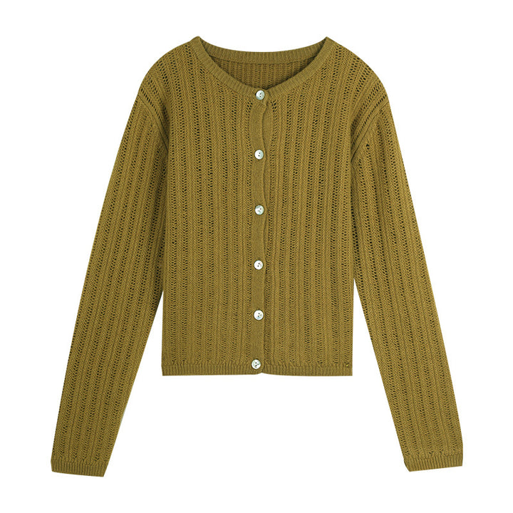 Dame fin strik cardigan med gennemgående knapliste og struktureret design Stilla
