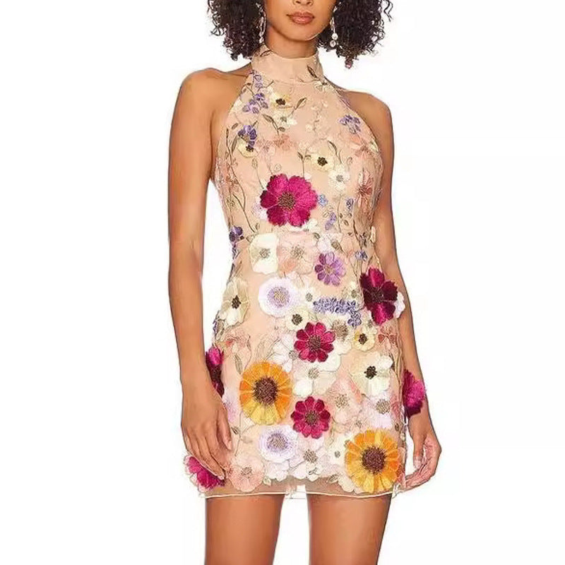 Dame Floral Broderet Minikjole Stilla