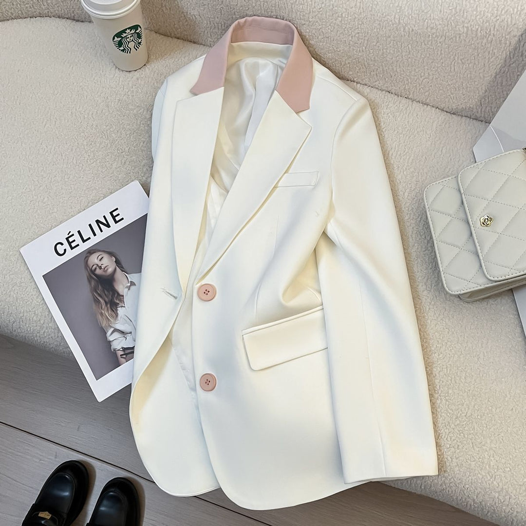 Dame moden blazer med kontrasterende krave Stilla