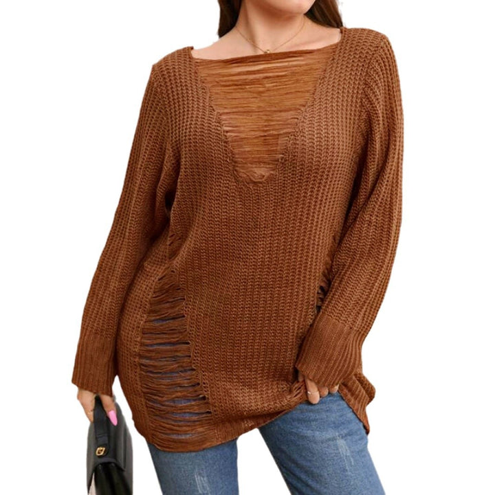 Dame afslappet strikpullover med raffinerede frynser Stilla