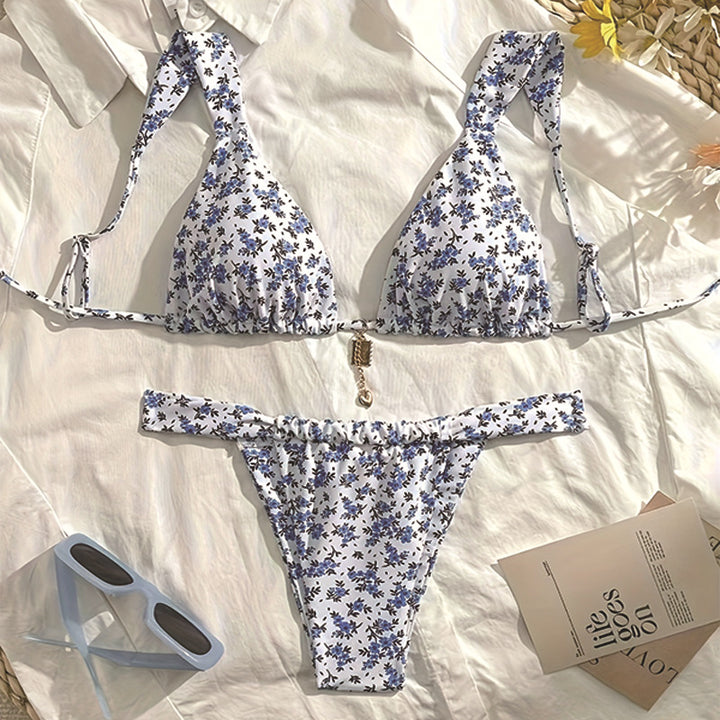 Dame trekant-bikini med justerbare stropper og moderigtigt leopardmønster Skovae