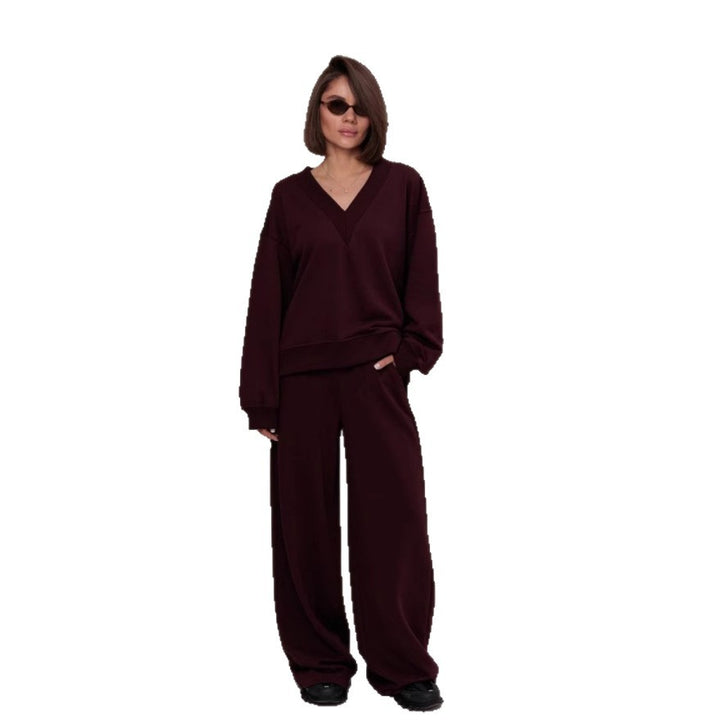 Kvinders sporty oversized sweatshirt med V-hals og lange ærmer Skovae