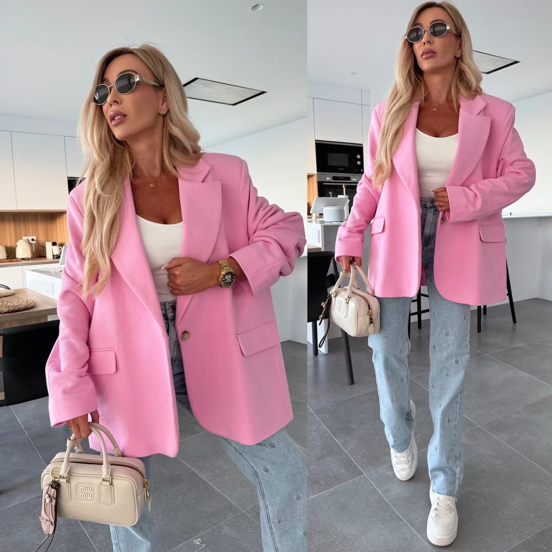 Kvinder Oversized Blazer med Teksturerede Ærmer Skovae
