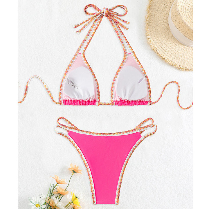 Dame triangel-bikini med dekorative bånd Skovae