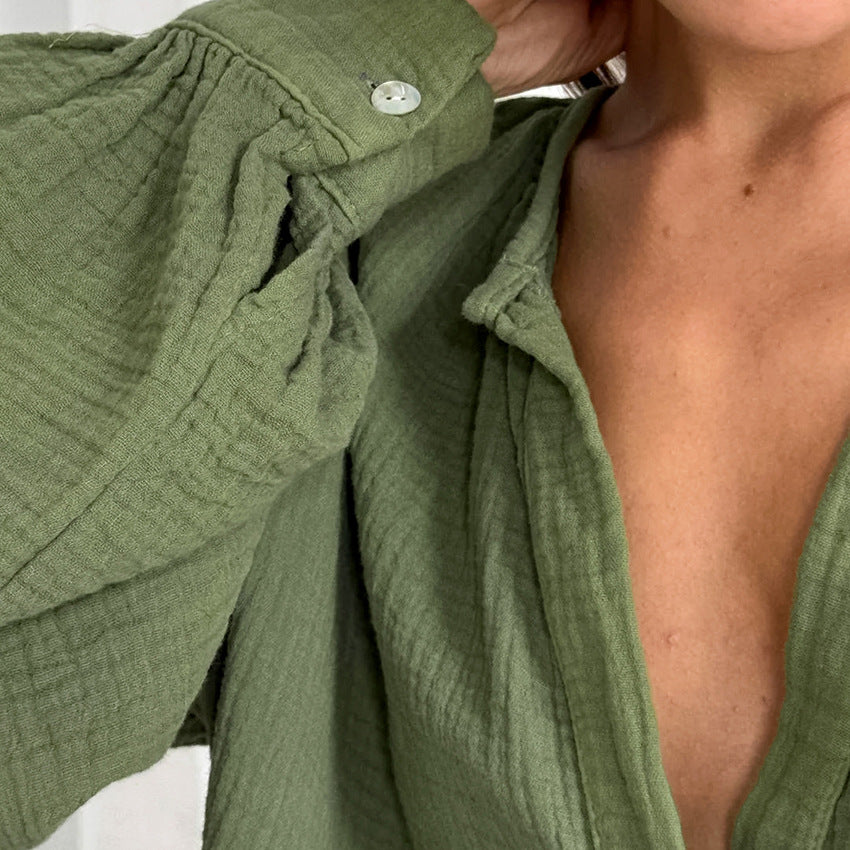 Damer casual bluse med flæsedetaljer og rynkede ærmer Stilla