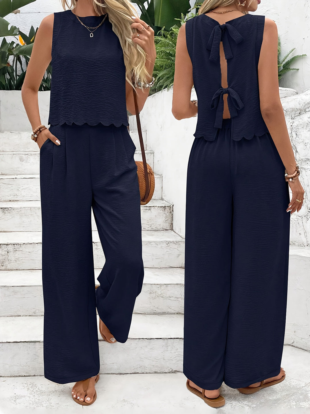 Dame jumpsuit med bølget ryg Stilla