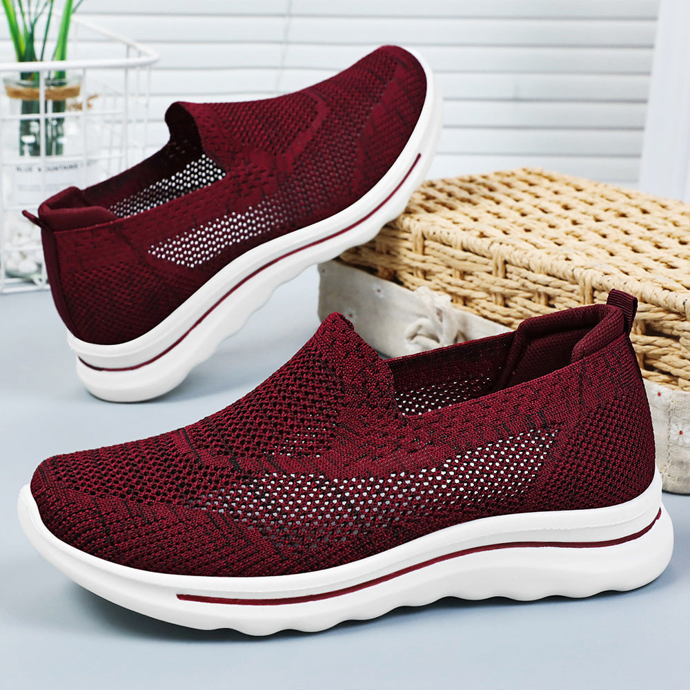 Dame Slip-On Strik Walking Sneakers med luftig Mesh-konstruktion Stilla