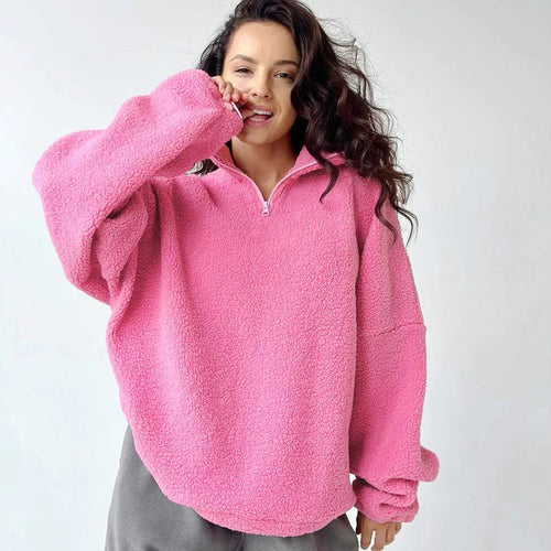Dame Blød Fleece Pullover med halvvindue Stilla