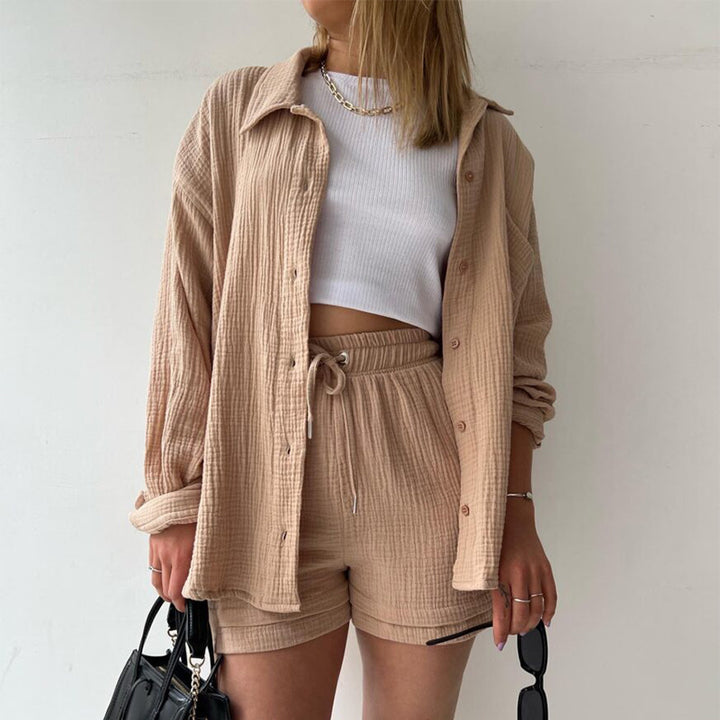 Dame Sommerligt Sæt med afslappet Bluse og Shorts i det ubekymrede Look Stilla