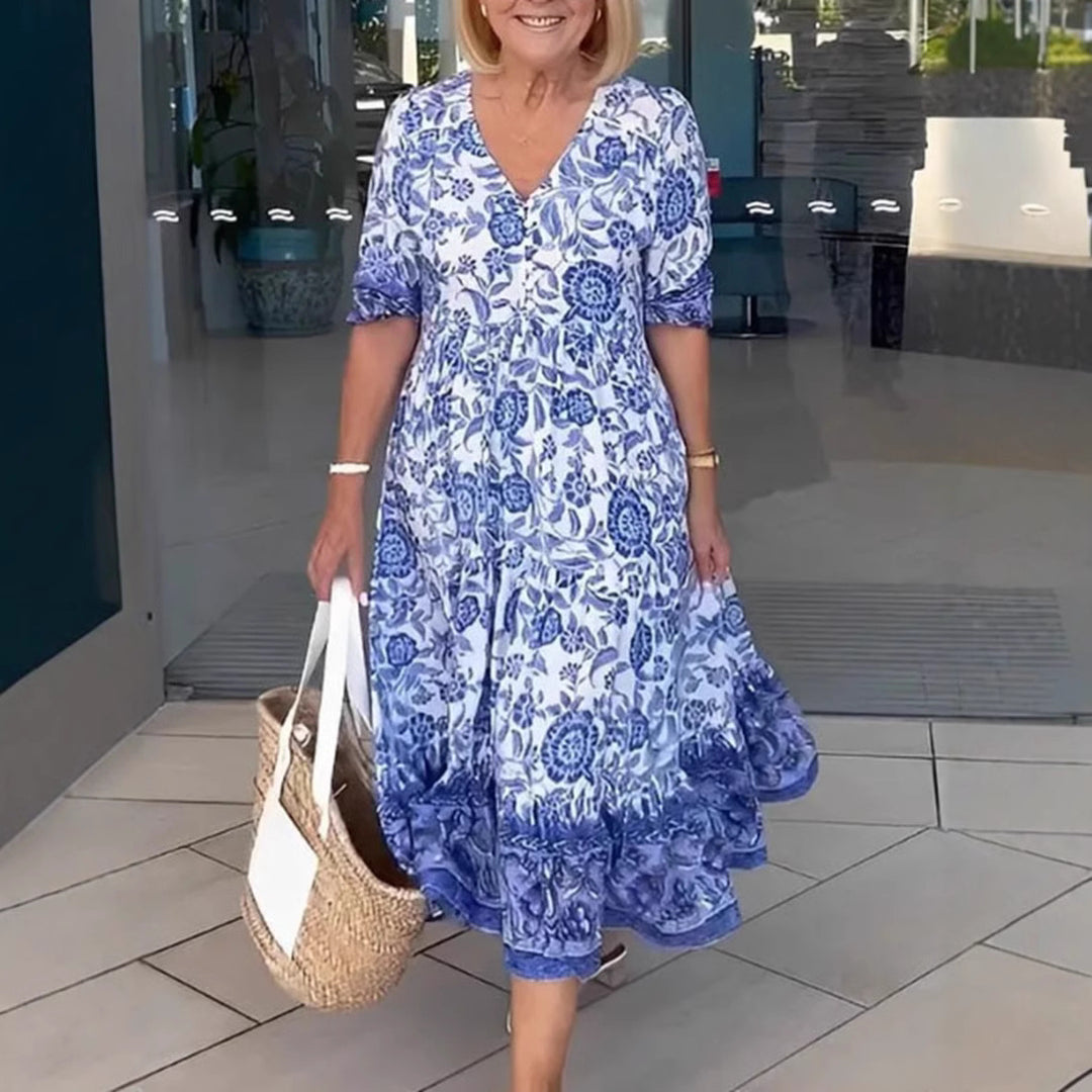Dame Maxikjole med blomsterprint Stilla