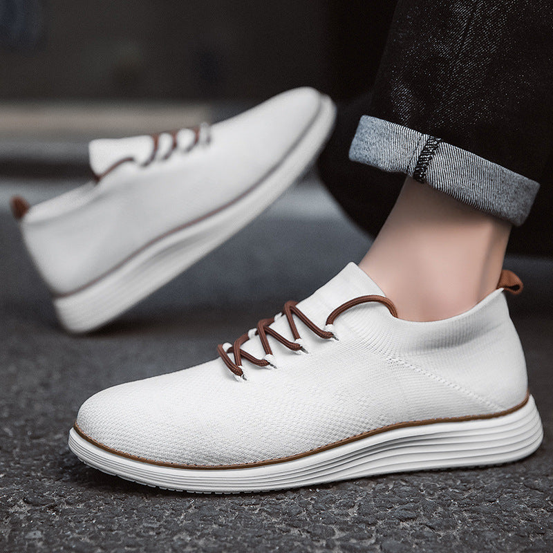 Herrer nan elastisk strik-sneaker i sokke-design med polstret komfortfoders, fleksibel letløbssål og dekorativ snøring Skovae