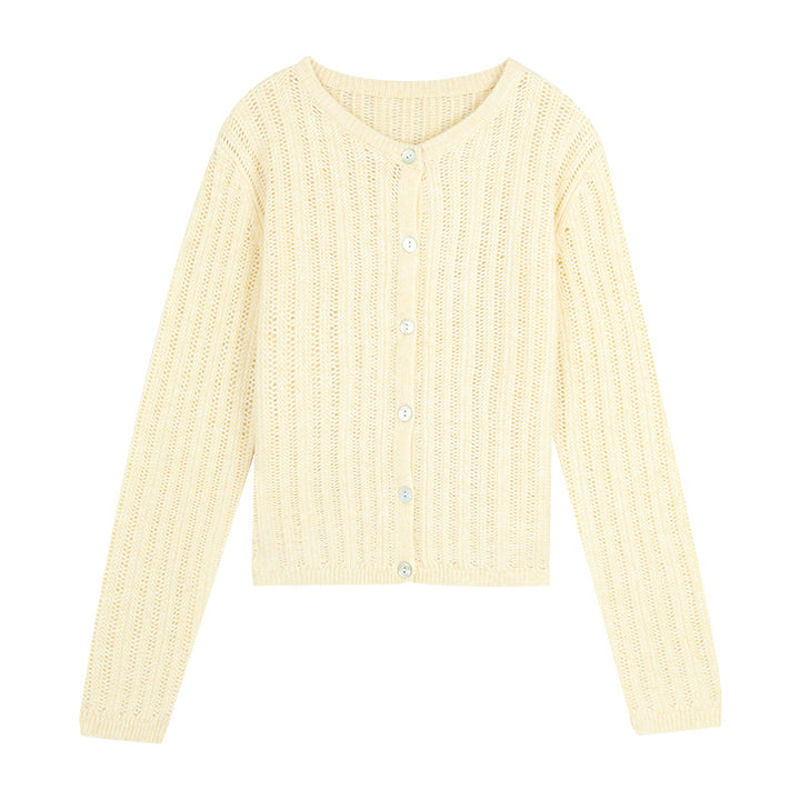 Dame fin strik cardigan med gennemgående knapliste og struktureret design Stilla
