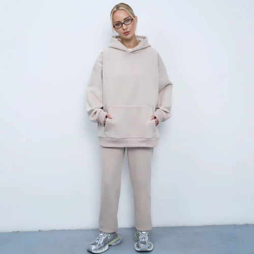 Dame Oversized Hoodie og Behagelige Joggingbukser i Moderne Design