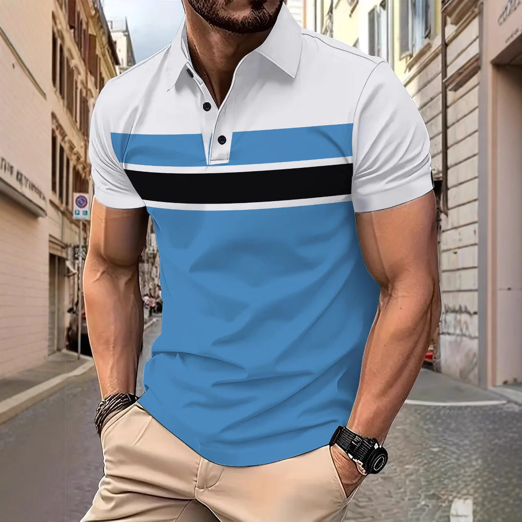Herrer polo skjorte med sporty stribemønster og åndbare egenskaber Stilla