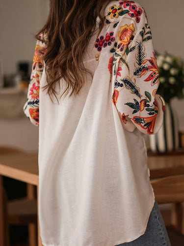 Dame Broderet Blommetop med Knaplukning Stilla