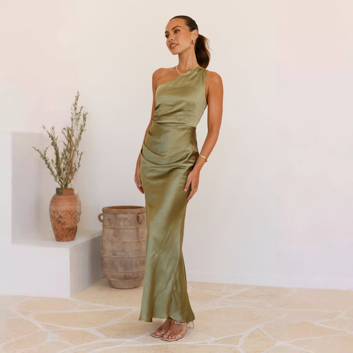 Dame Elegant Maxi Kjole med Chic Volang Design og Høj Slids Stilla